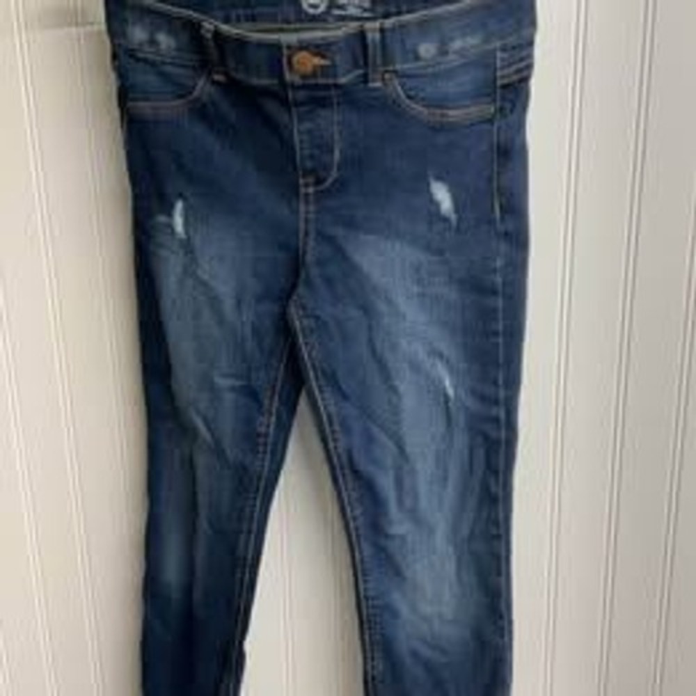 Wonder Nation Girls Distressed Dark Wash Denim Jeggings Size L 10-12